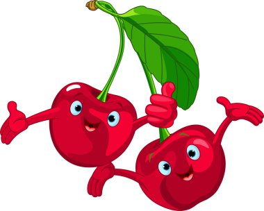 Cheerful Cartoon Cherries character clipart