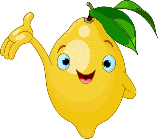 Alegre personaje de dibujos animados limón — Vector de stock