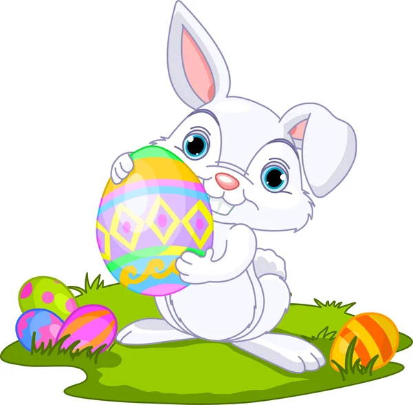 Easter. Bunny carrying egg — Stock Vector