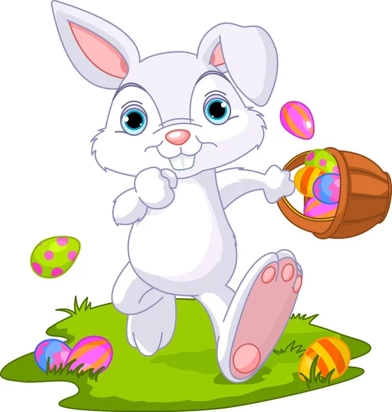 Pasqua. Coniglietto nascondendo le uova — Vettoriale Stock