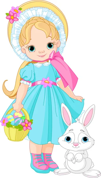 Dziewczyna z Wielkanoc królik — Wektor stockowy