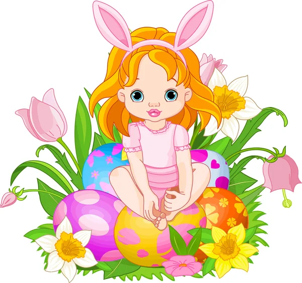 Aranyos húsvéti kislány — Stock Vector