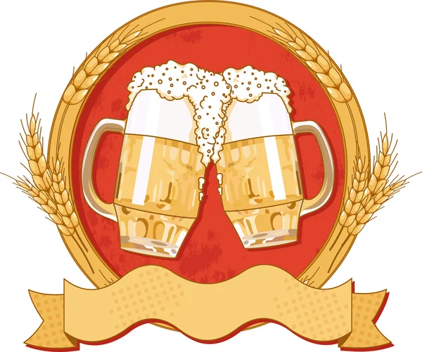 Ovales Bier-Etikettendesign — Stockvektor