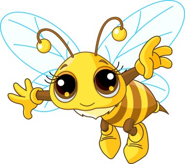 Cute Bee flying clipart