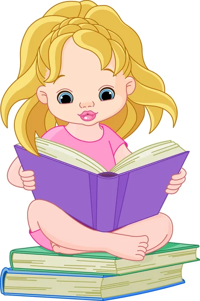 阅读的女孩 — 图库矢量图片