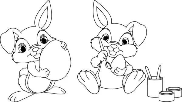 Página para colorear conejo de Pascua — Vector de stock