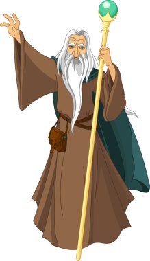Wizard with staff clipart