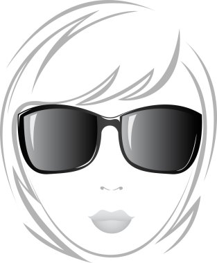 The girl in black glasses clipart