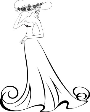 Sketch of a woman in a hat clipart