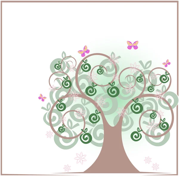Baum und Schmetterling — Stockvektor