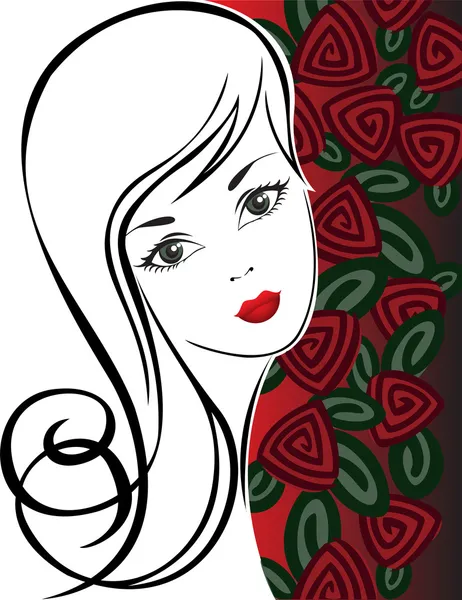 Chica con rosas — Vector de stock