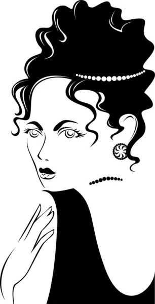Zwart-wit portret van een vrouw — Stockvector