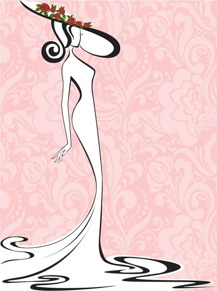 Silhouette femme sur fond floral — Image vectorielle
