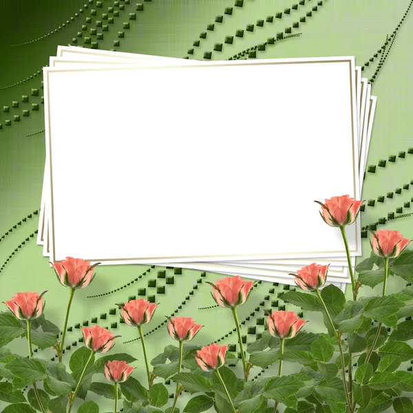 Cartão de congratulação ou convite com ramo de flores — Fotografia de Stock