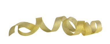 Gold horizontal ribbon with hearts on the white isolated backgro clipart