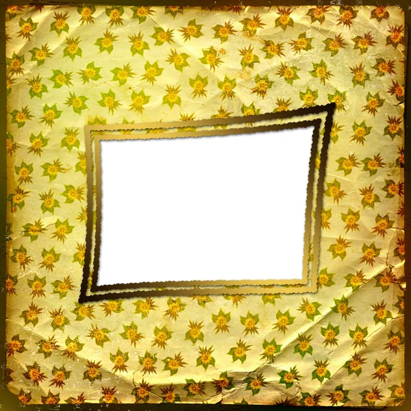 Grunge altın arka planla antik çiçek süsleme — Stok fotoğraf