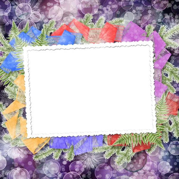 Abstract boke achtergrond met papier frame en bos van takje wazig — Stockfoto