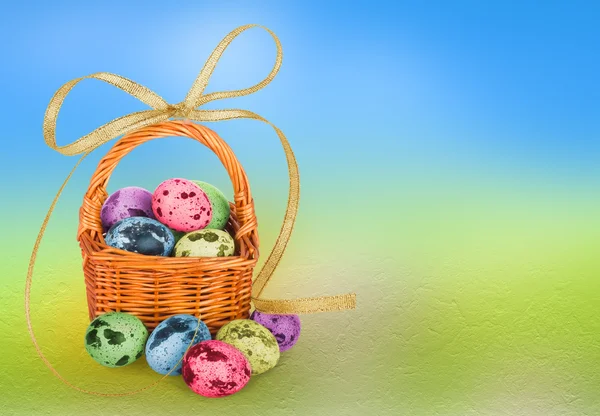 Пастельный фон с разноцветными яйцами для празднования Пасхи — стоковое фото