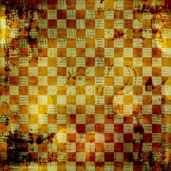 Vintage abstrakt bakgrund med rutiga chess prydnad — Stockfoto