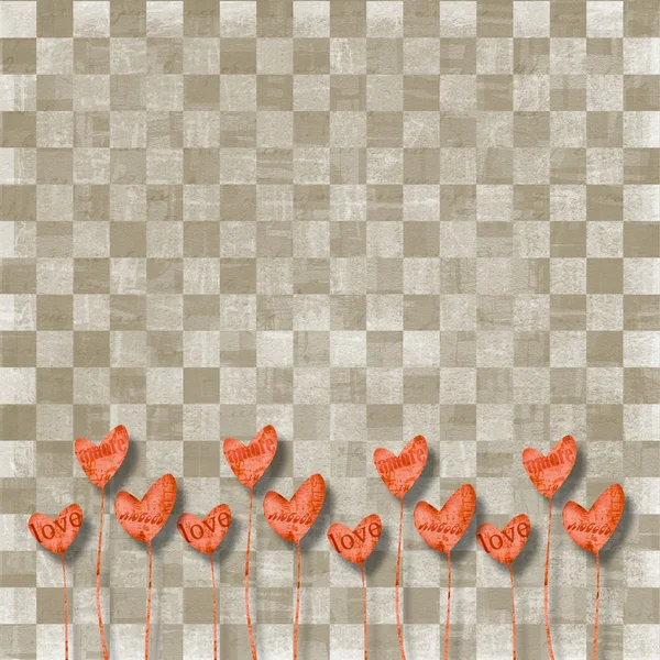 Tarjeta de felicitación al Día de San Valentín con corazones —  Fotos de Stock