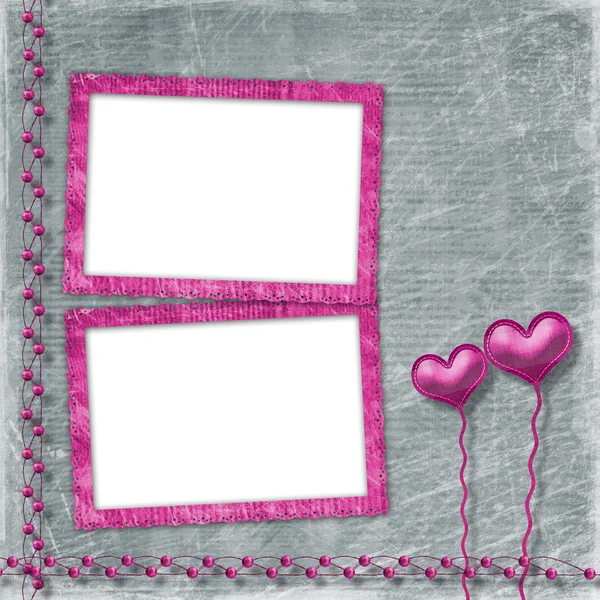 Old frame with hearts for congratulation to holiday — Stock Photo, Image