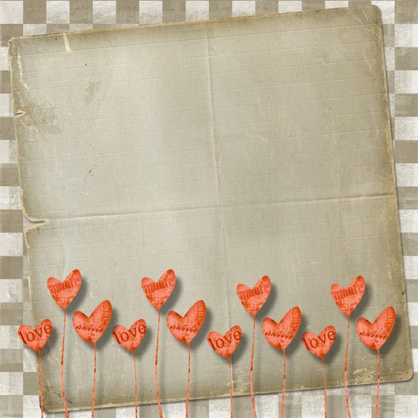 Gratulationskort till St. Alla hjärtans dag med hjärtan — Stockfoto