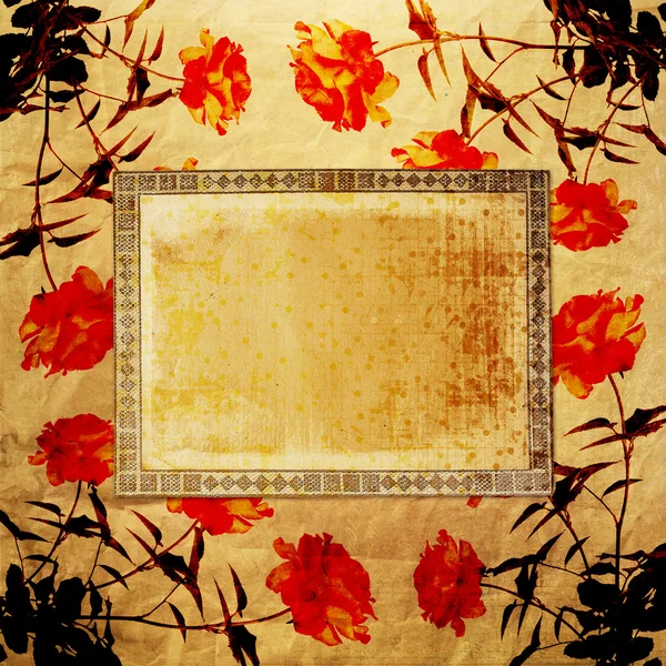 Отчужденный золотой бумажный фон для объявления с розой — стоковое фото