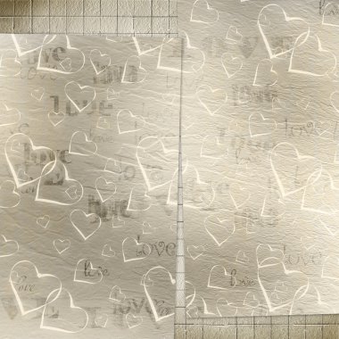 Old paper in grunge style. Abstract background with hearts clipart