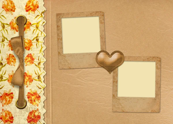 Vintage photoalbum for photos with slides and rose — Stock Photo, Image