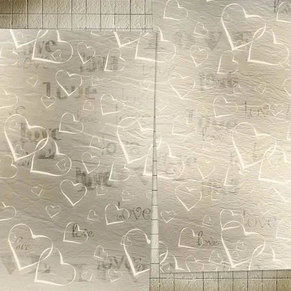 Grunge tarzı eski bir kağıt. kalpleri ile arka plan — Stok fotoğraf