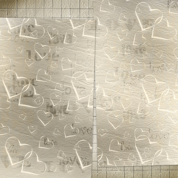 Old paper in grunge style. Abstract background with hearts