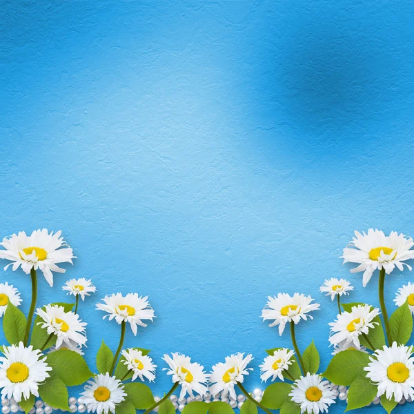 Kort för inbjudan eller gratulationen med bukett av blommor — Stockfoto