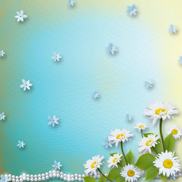 Cartão de convite ou congratulação com buquê de flores — Fotografia de Stock