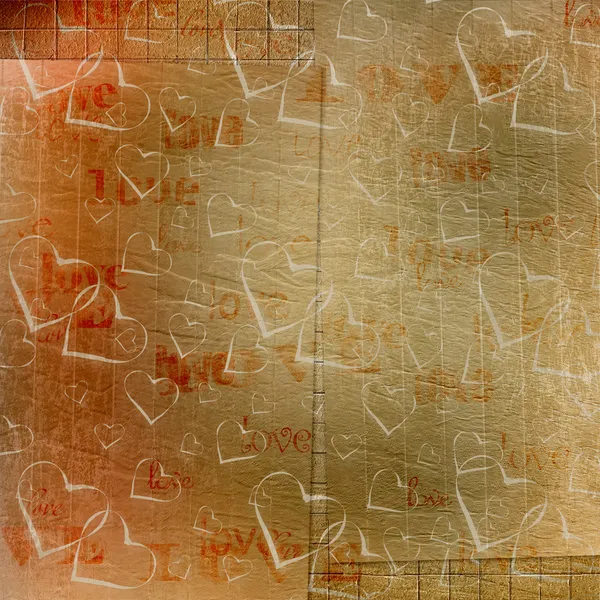 Старий папір у стилі гранж. Абстрактний фон з сердечками — стокове фото