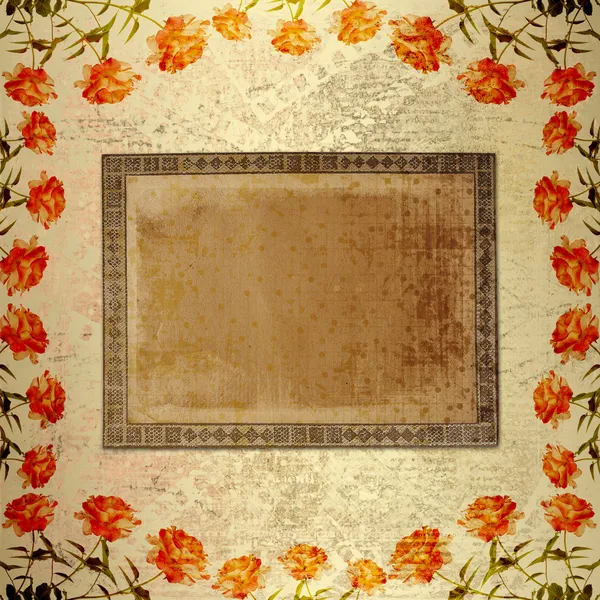 Відновлений золотий паперовий фон для оголошення з трояндою — стокове фото