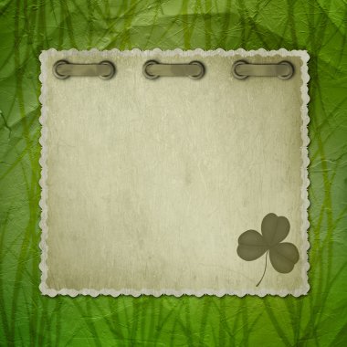 Grunge green background with ancient ornament for St. Patrick's clipart