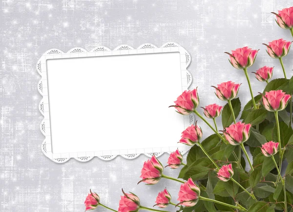 お祝いの花の束の招待状カード — ストック写真
