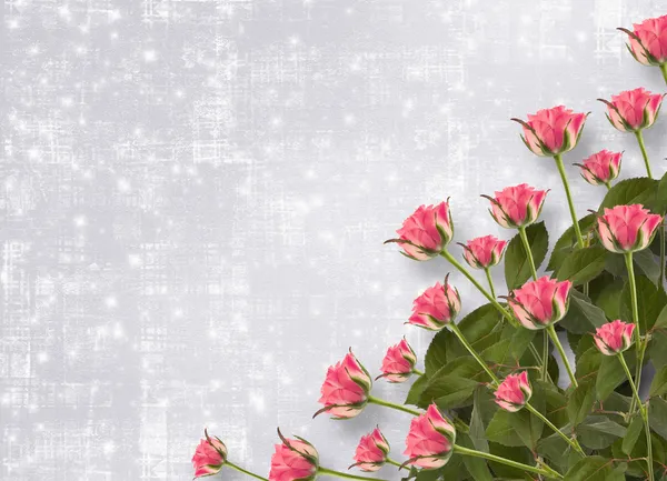 Cartão de congratulação ou convite com ramo de flores — Fotografia de Stock