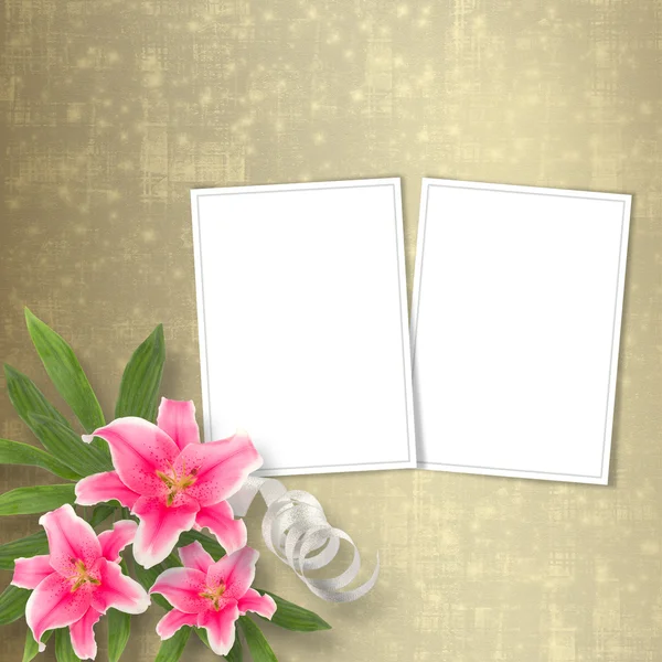 Card for congratulation or invitation with bunch of flowers — Stock Photo, Image
