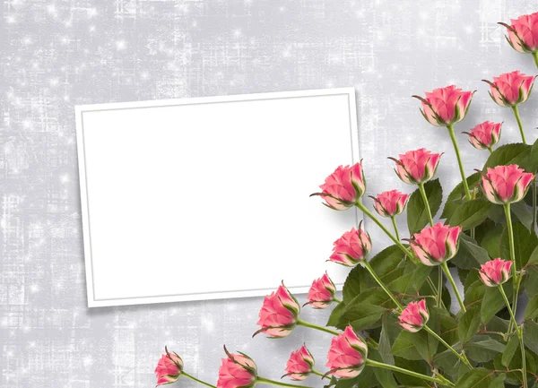 Kaart voor felicitatie of uitnodiging met bos van bloemen — Stockfoto