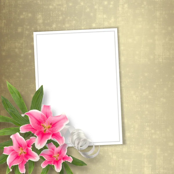 Κάρτα για συγχαρητήρια ή πρόσκληση με μπουκέτο λουλούδια — Φωτογραφία Αρχείου