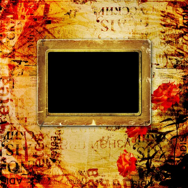Old grunge torn frame on the ancient background — Stock Photo, Image