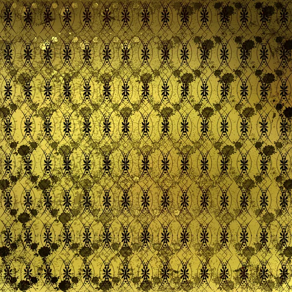 Grunge guld bakgrund med gamla blommiga prydnad — Stockfoto