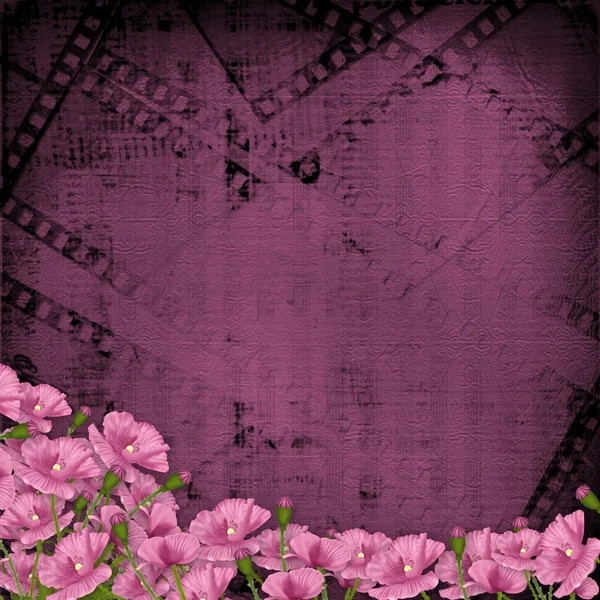 Grunge fundo roxo com ornamento digital antigo para cumprimentar — Fotografia de Stock