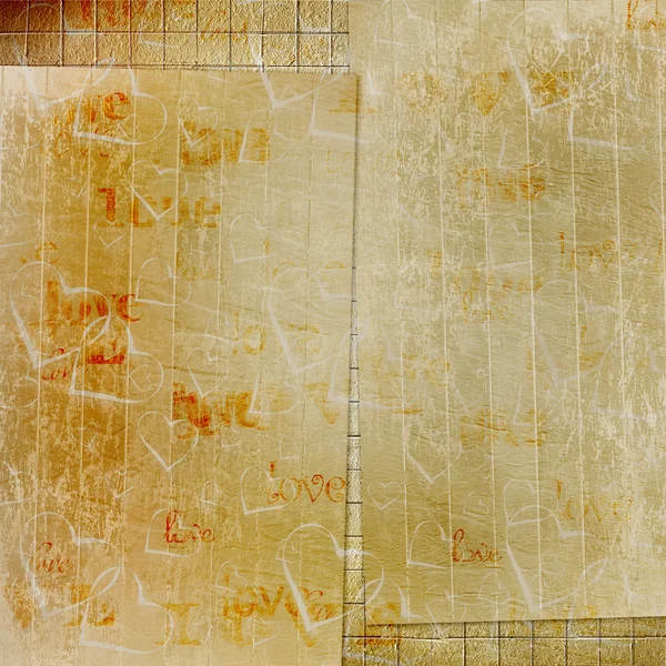 Grunge tarzı eski bir kağıt. kalpleri ile arka plan — Stok fotoğraf