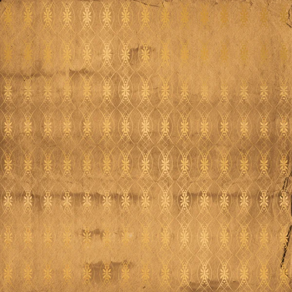 Grunge 黄金背景与古代花卉装饰 — 图库照片