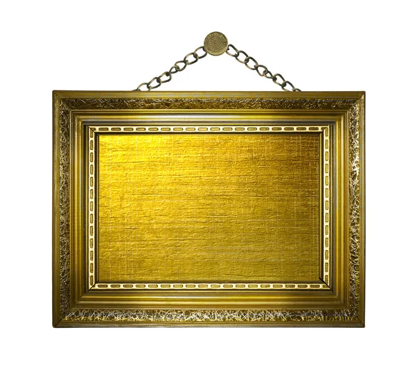 Picture gold frame on the white isolated background — Stock Photo, Image