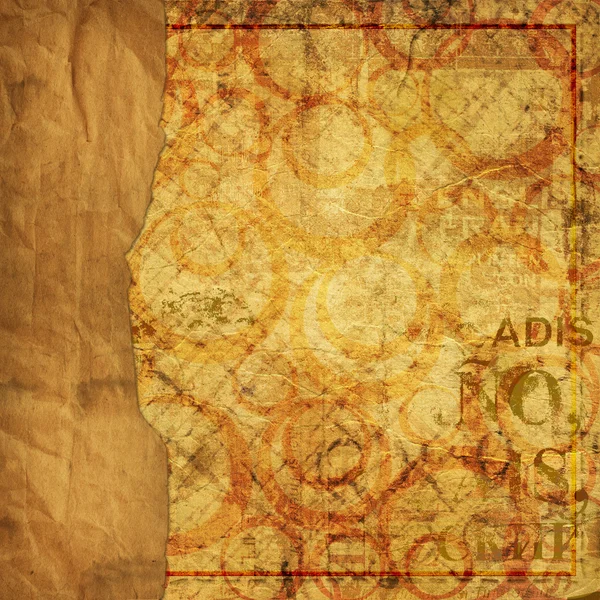Verfremdetes Altpapier Hintergrund mit Gold-Ornament für announ — Stockfoto