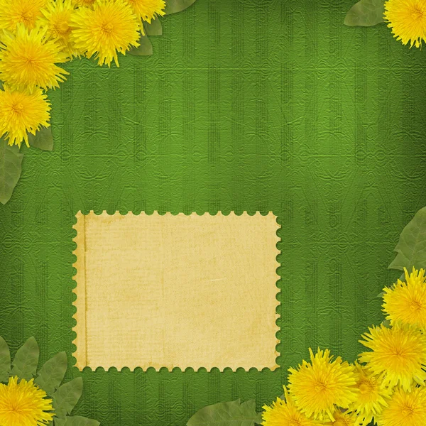 Grüne abstrakte Hintergrund mit Blumen von Löwenzahn — Stockfoto