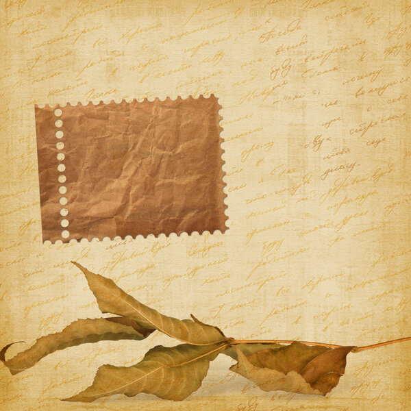 Bright autumn leaves on the abstract background with handwrite t